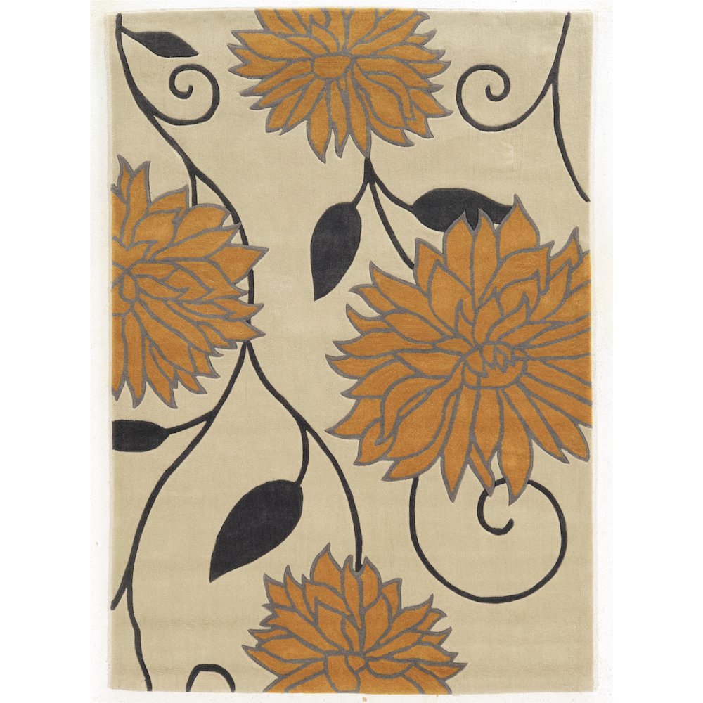 Trio Floral Ivory & Marigold 5x7, Rug. Picture 2