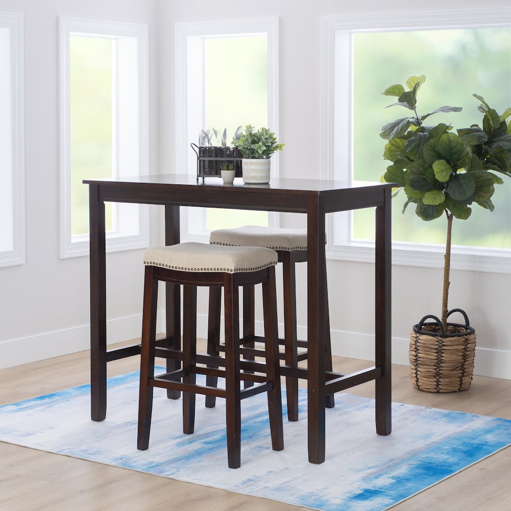 Claridge 3Pc Bar Set Walnut Linen. Picture 3