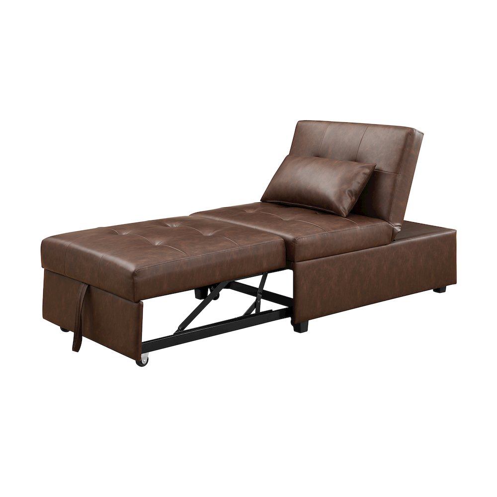 Boone Sofa Bed, Brown Faux Leather. Picture 8