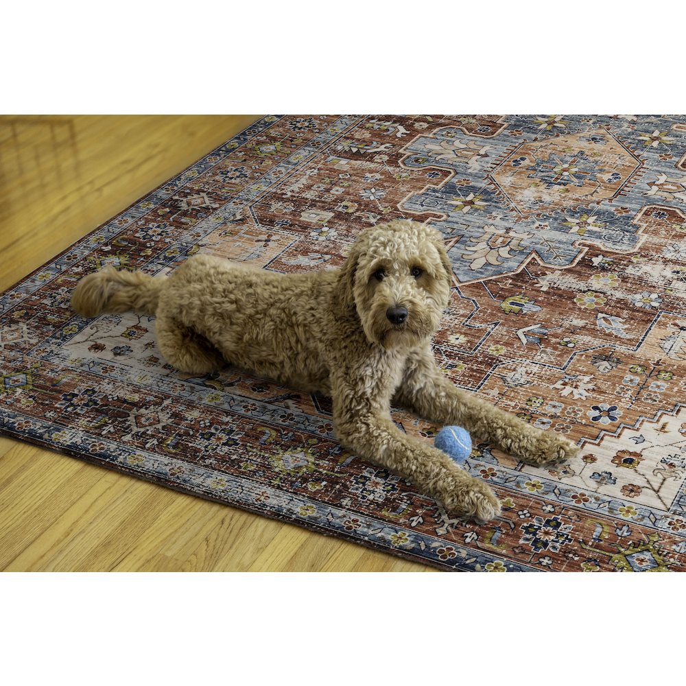 Washable Carter Rust/Ivory 5x7, Rug. Picture 2