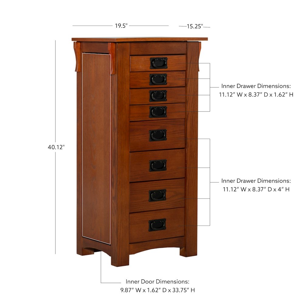 Mission Oak Jewelry Armoire. Picture 11
