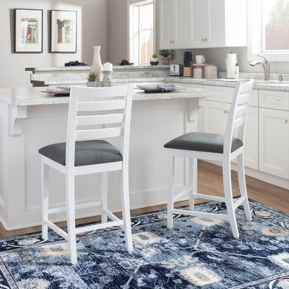 Flynn White Counter Stool Uph Seat. Picture 3
