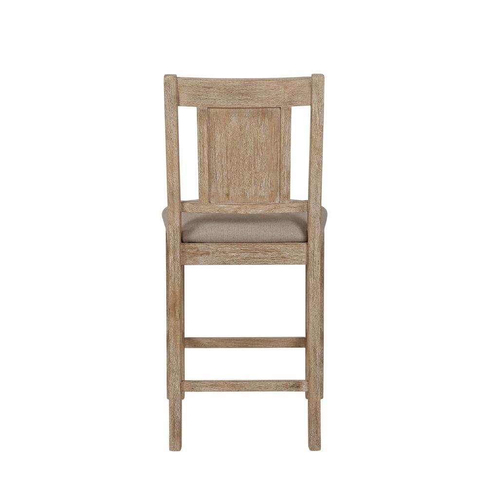 Brown Counter Stool with Solid Rubberwood Frame, Padded Seat & Linen Upholstery. Picture 6