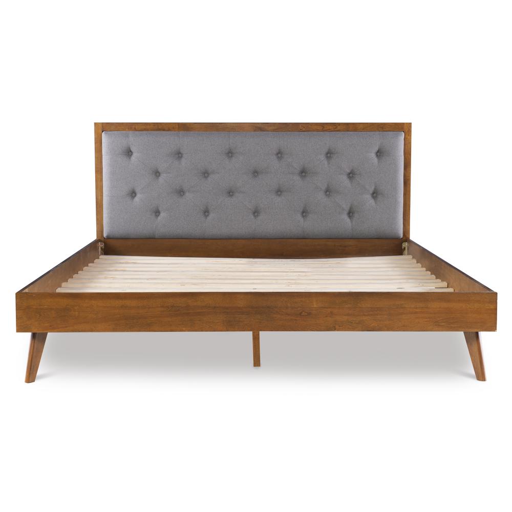Reid Mid Century Grey Platform King Bed. Picture 13