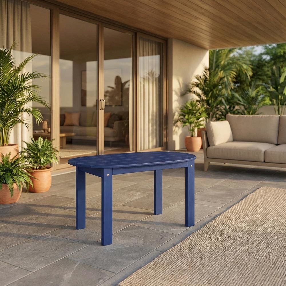 Blue Outdoor Coffee Table With Acacia Wood Finish And Sturdy Construction. Picture 2