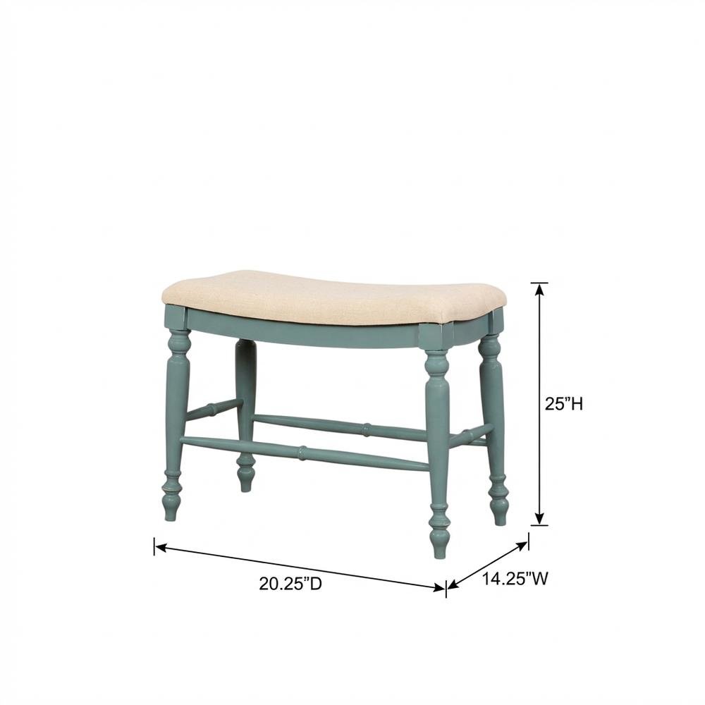 Marino Blue Backless Counter Stool with Solid Wood Frame and Foam Seat. Picture 5