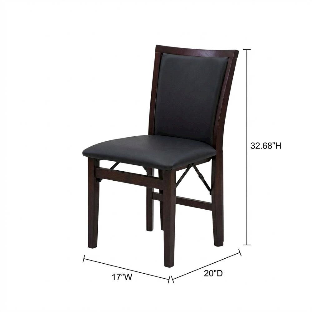 Brown Padded Back Folding Chair Set of 2, Fabric Seat, Metal Frame. Picture 7