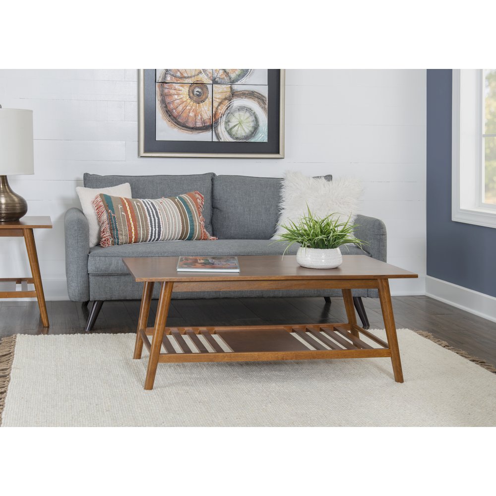 Charlotte Coffee Table With Shelf, Walnut Brown. Picture 2