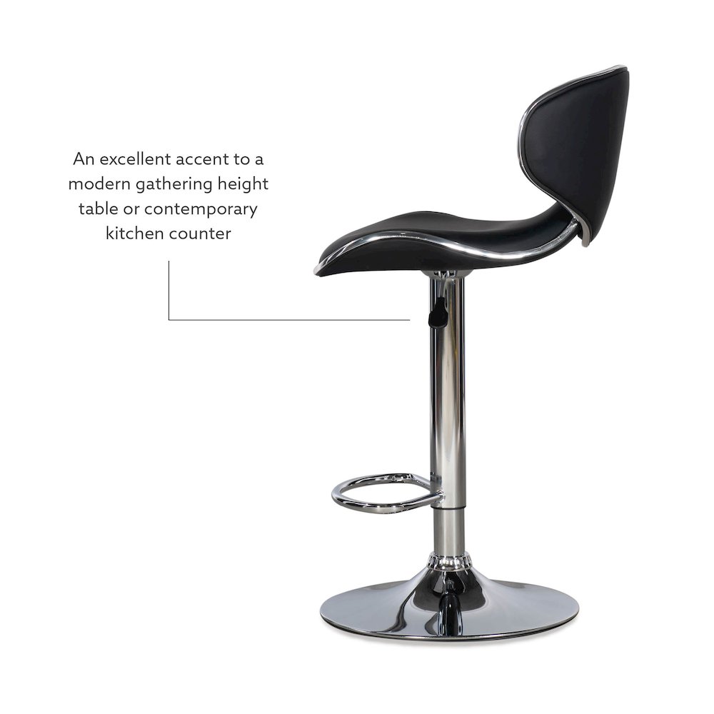 Chrome and Black PU Barstool. Picture 15