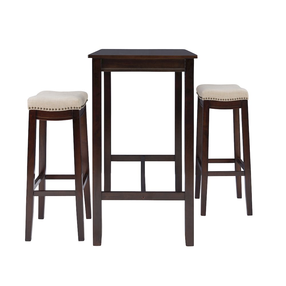 Claridge 3Pc Bar Set Walnut Linen. Picture 4