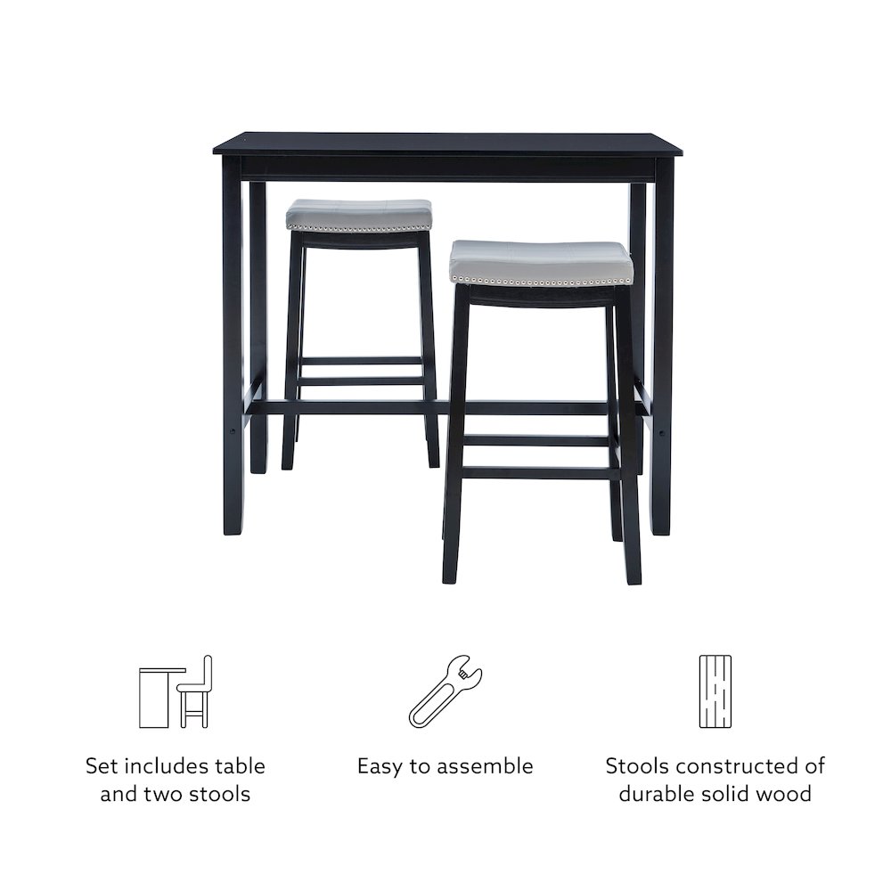 Claridge 3Pc Bar Set Black Grey. Picture 10