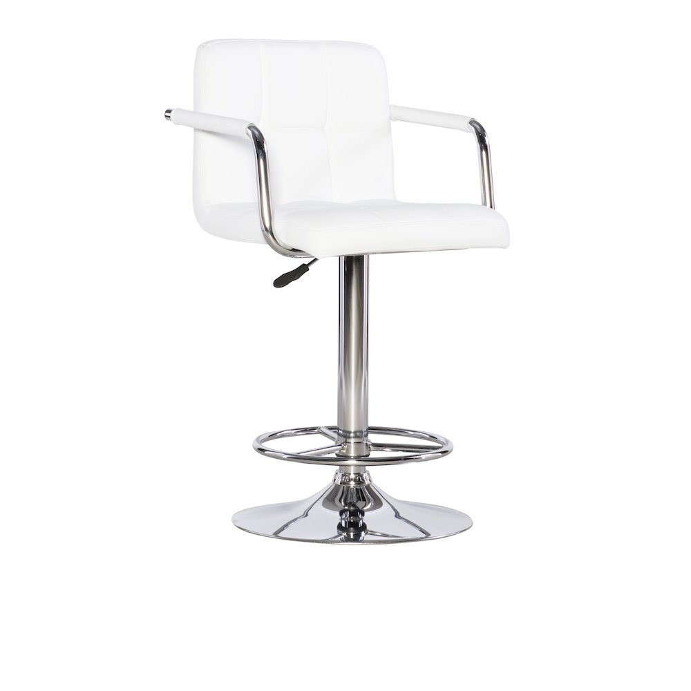 White and Chrome Quilted Barstool. Picture 9