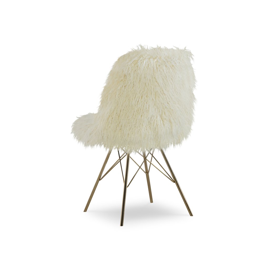 Remy Flokati Chair With Gold Metal Base. Picture 6