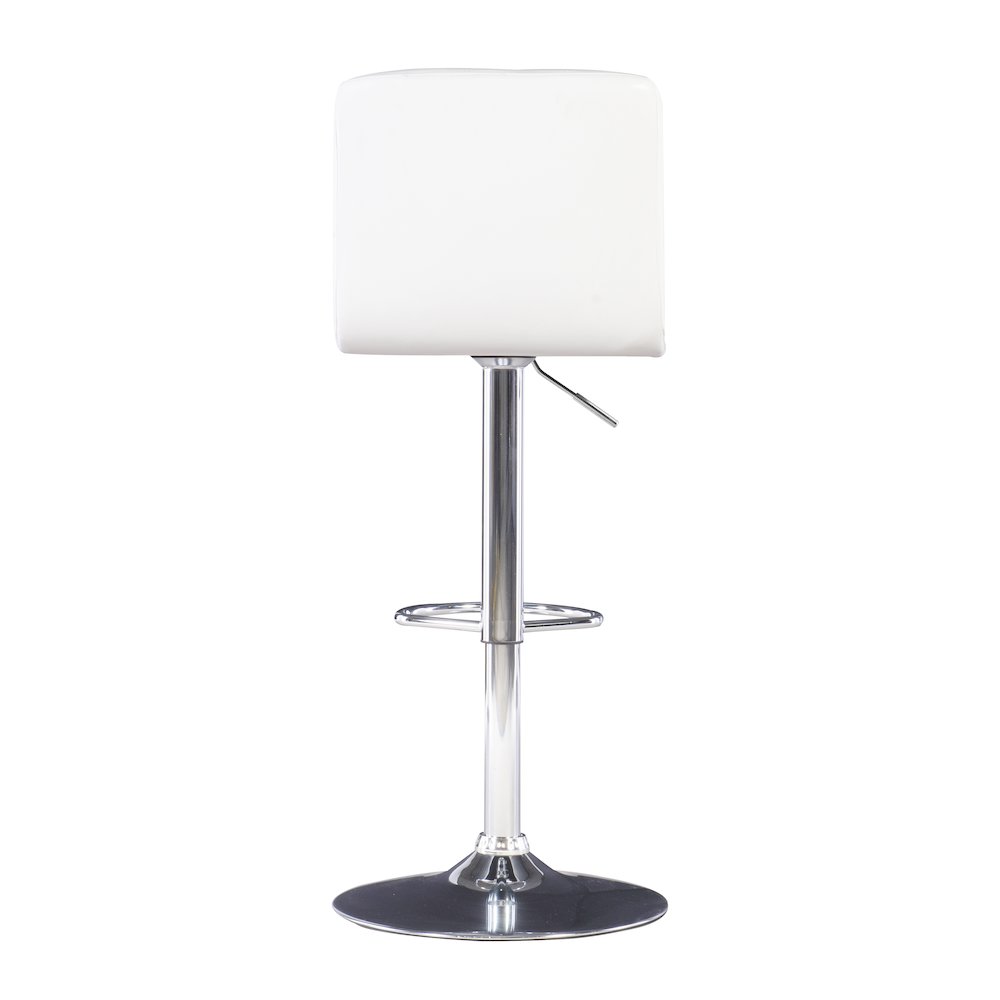 White Quilted Faux Leather & Chrome Adjustable Height Bar Stool. Picture 10