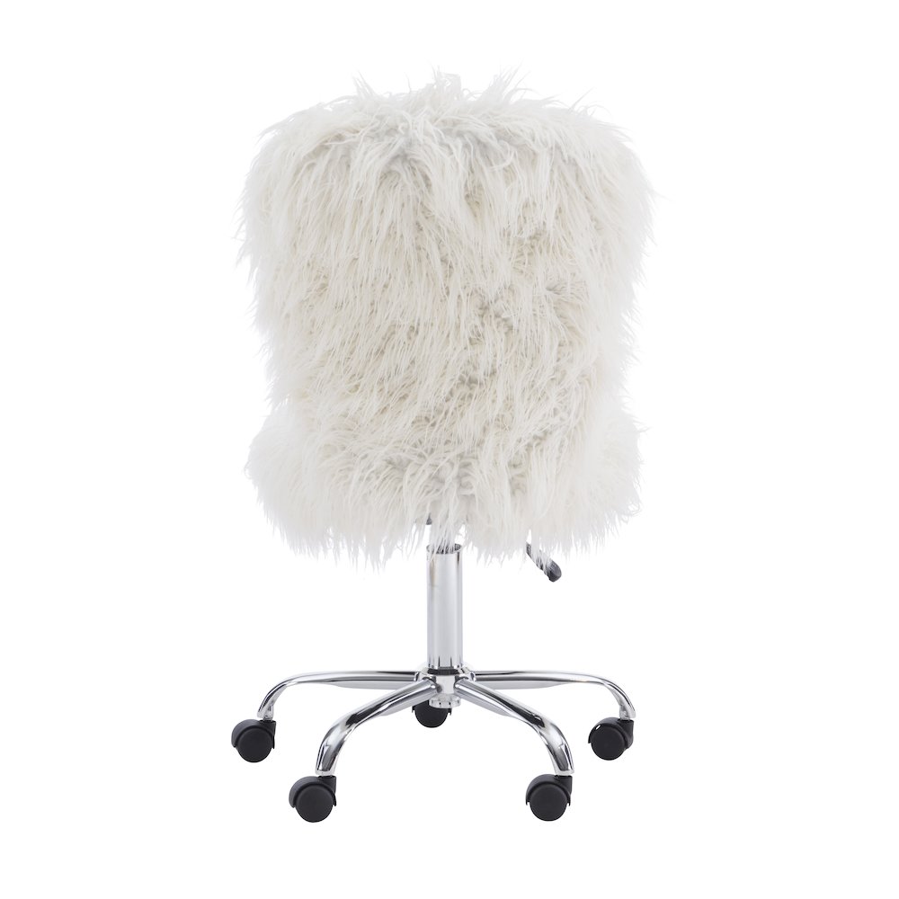 Faux Flokati Armless Office Chair, White. Picture 10