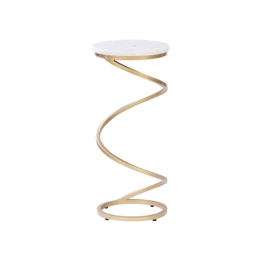 Rian Spiral Drink Table White Marble. Picture 5