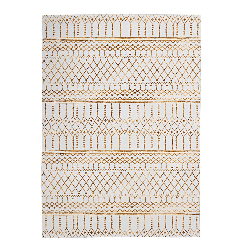 Motif Printed Faux Rabbit Minear Ivory Gold 8x10, Rug. Picture 1