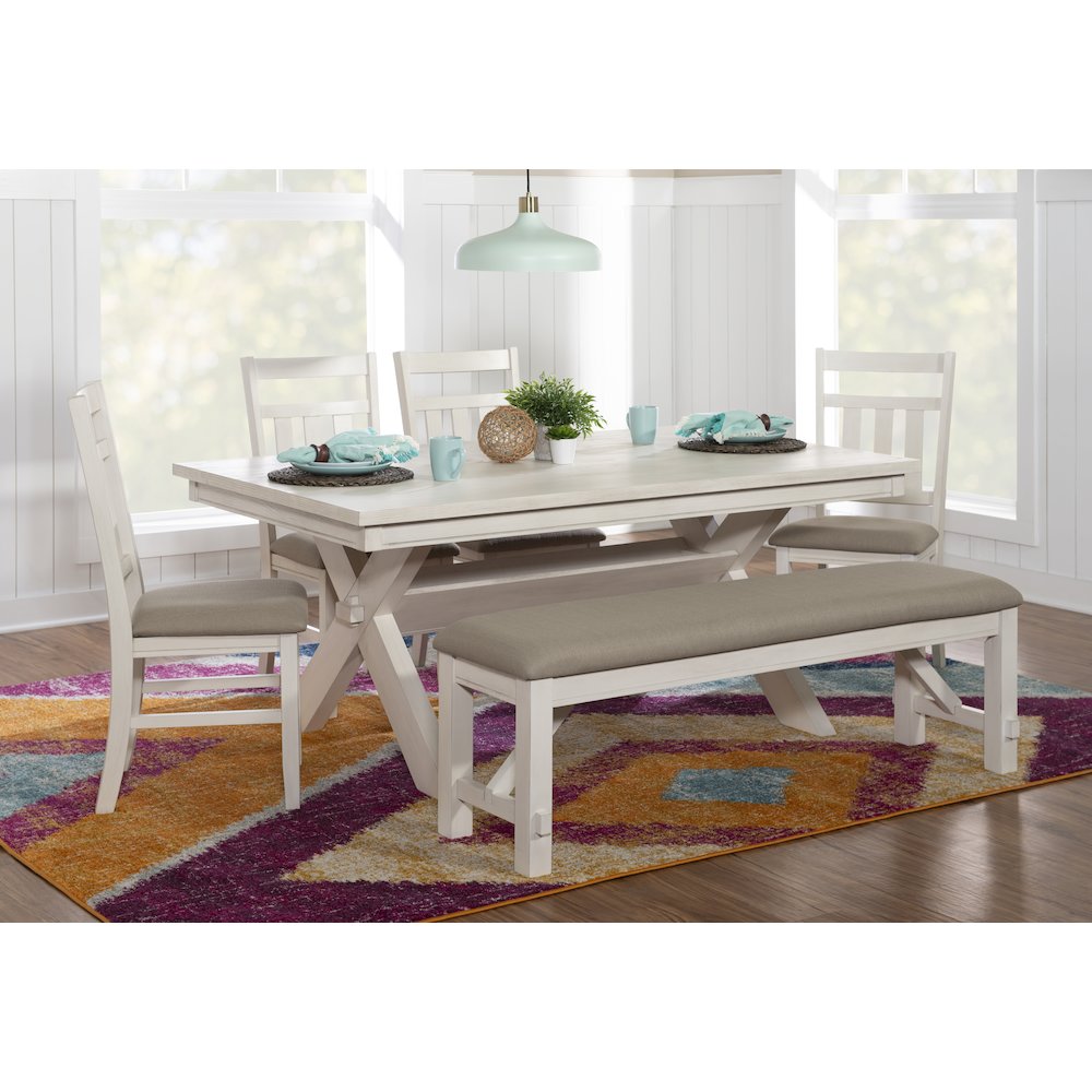 Turino Distressed White 6 PC Dining Set. Picture 4