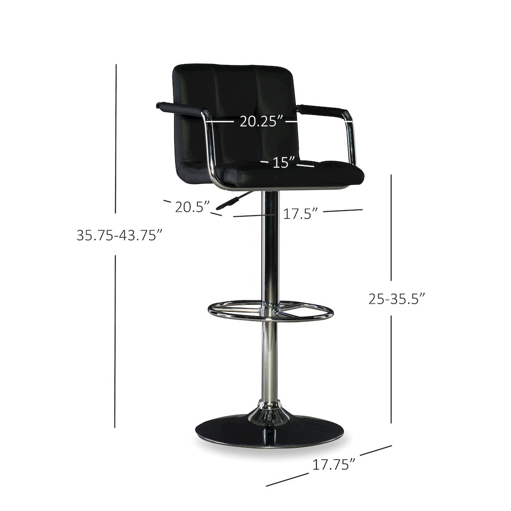 Black and Chrome Quilted Barstool. Picture 13