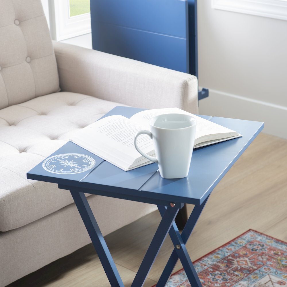 Compass Tray Table Set Navy. Picture 5