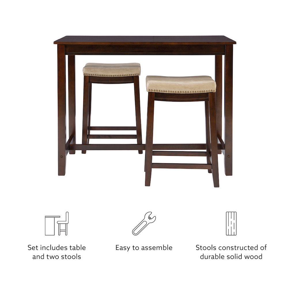 Claridge 3Pc Counter Set Brown Beige. Picture 10