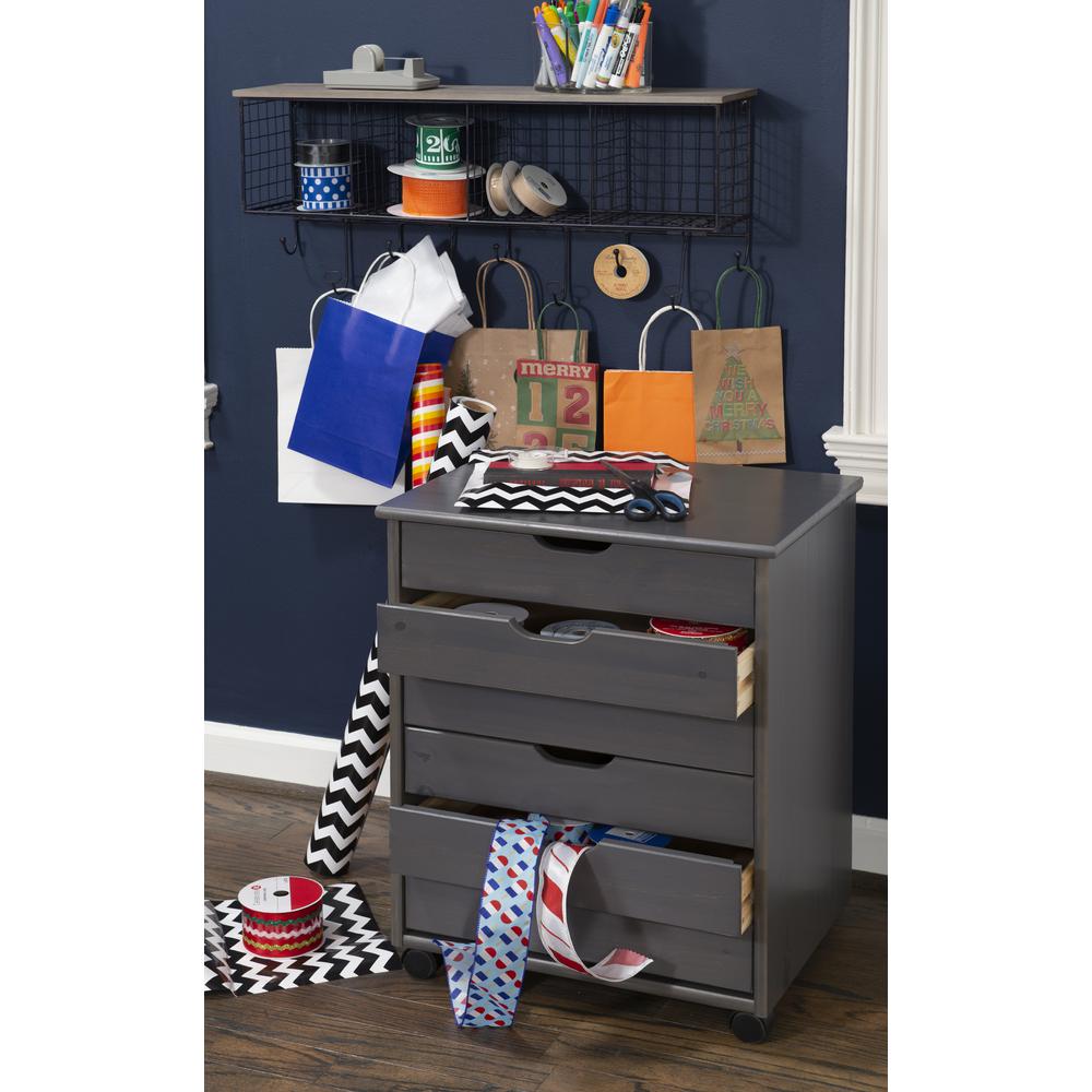 Cary Six Drawer Wide Roll Cart, Grey. Picture 14