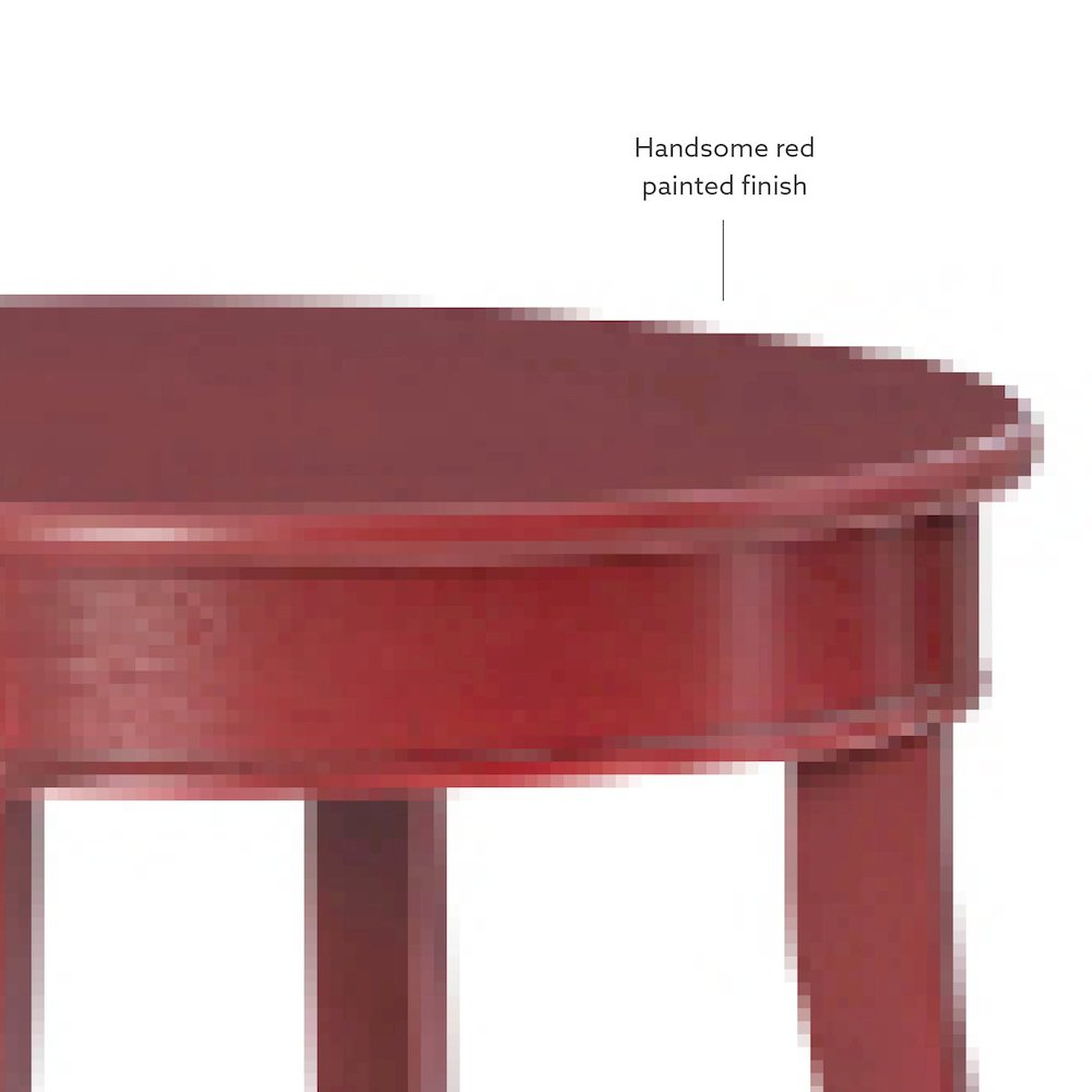 Red Round Table with Shelf. Picture 11