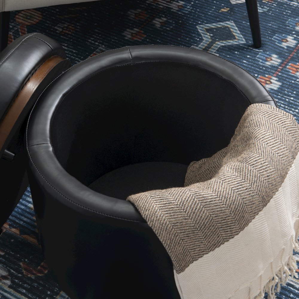 Blanche Storage Ottoman Black Pu. Picture 5
