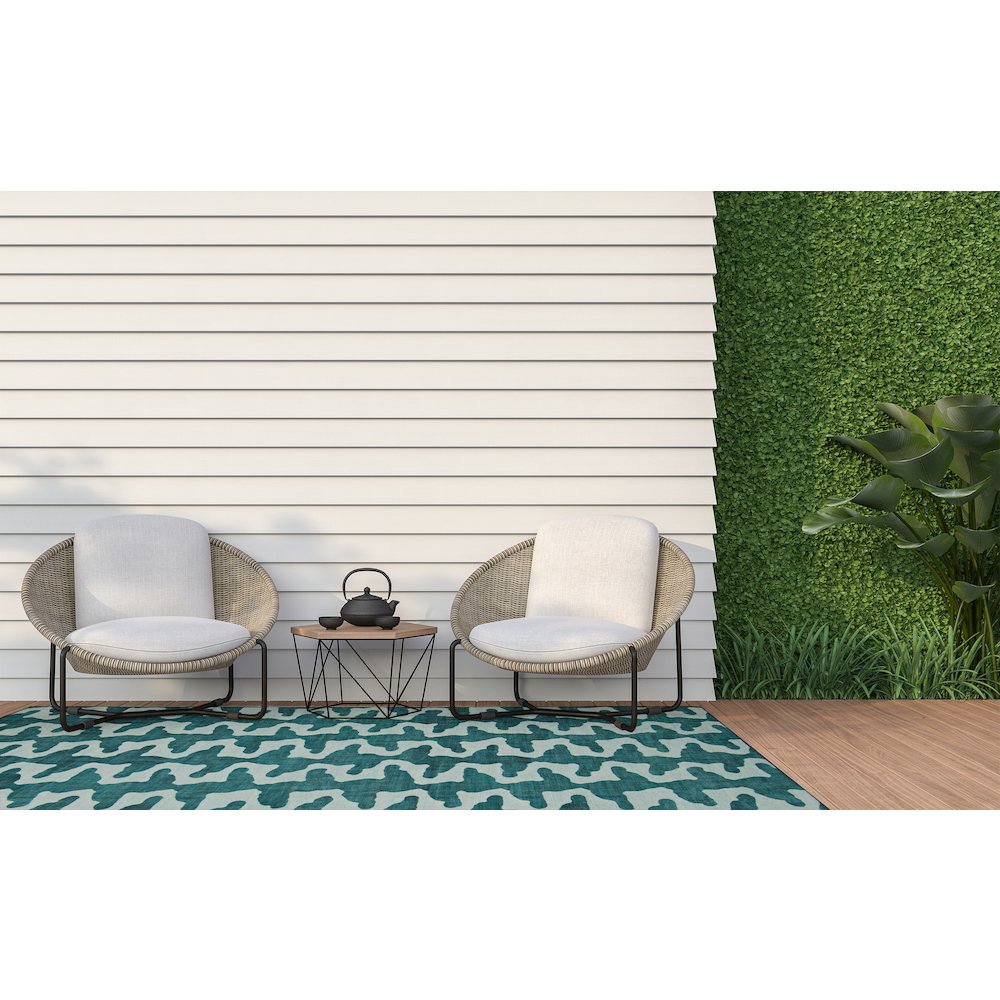 Outdoor Washable Doral Aqua & Green 7' X 9', Rug. Picture 3