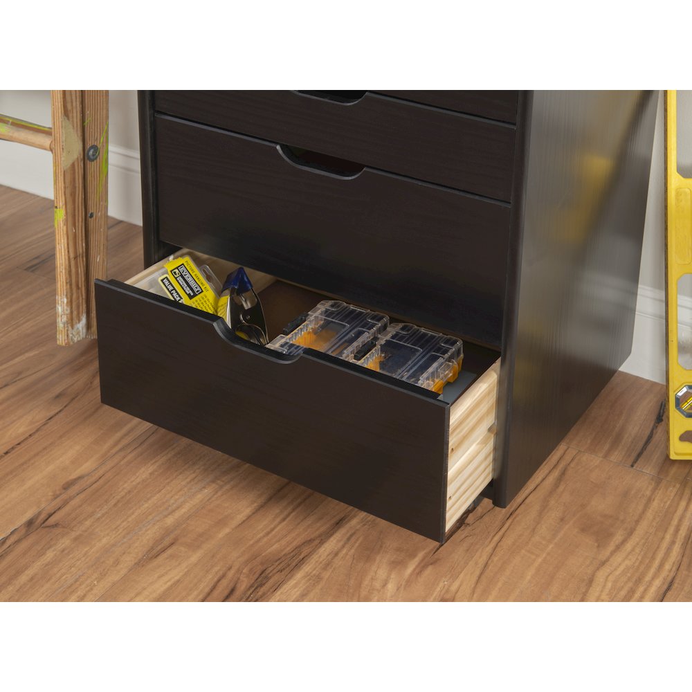 Cary Eight Drawer Rolling Storage Cart, Black. Picture 6