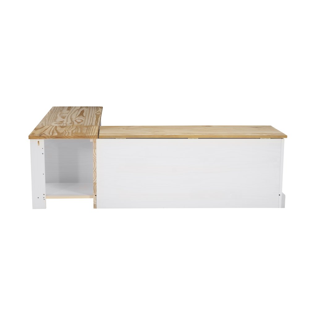 Tobin Backless Two Tone Breakfast Nook, Natural And White. Picture 11