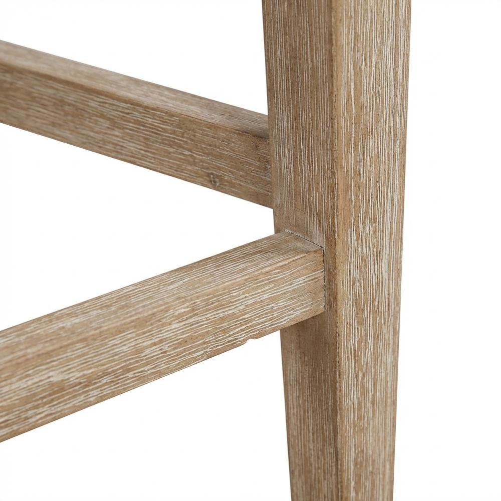 Brown Counter Stool with Solid Rubberwood Frame, Padded Seat & Linen Upholstery. Picture 8