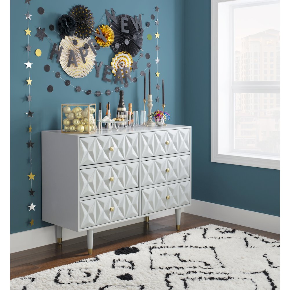 Six Drawer Geo Texture Dresser Grey. Picture 4