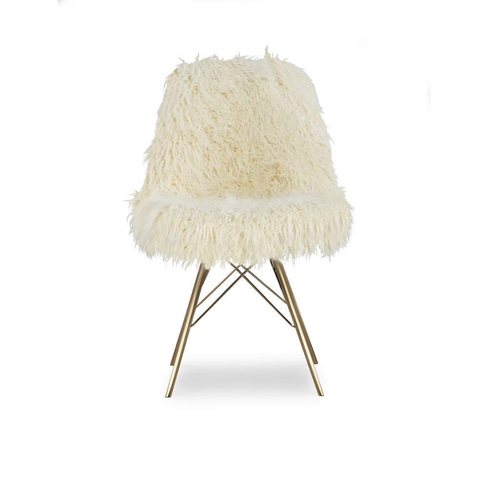 Remy Flokati Chair With Gold Metal Base. Picture 1