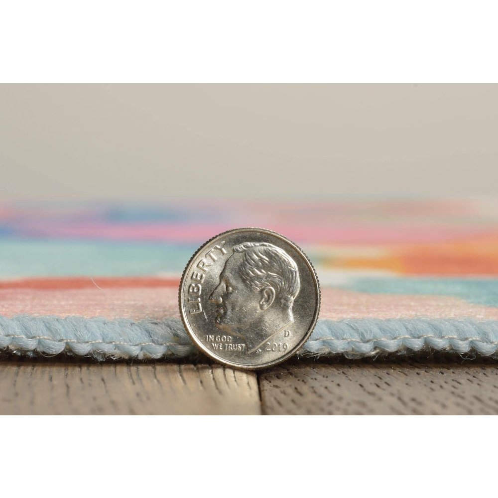 Outdoor Washable Panama Aqua & Orange 2' X 3', Rug. Picture 8