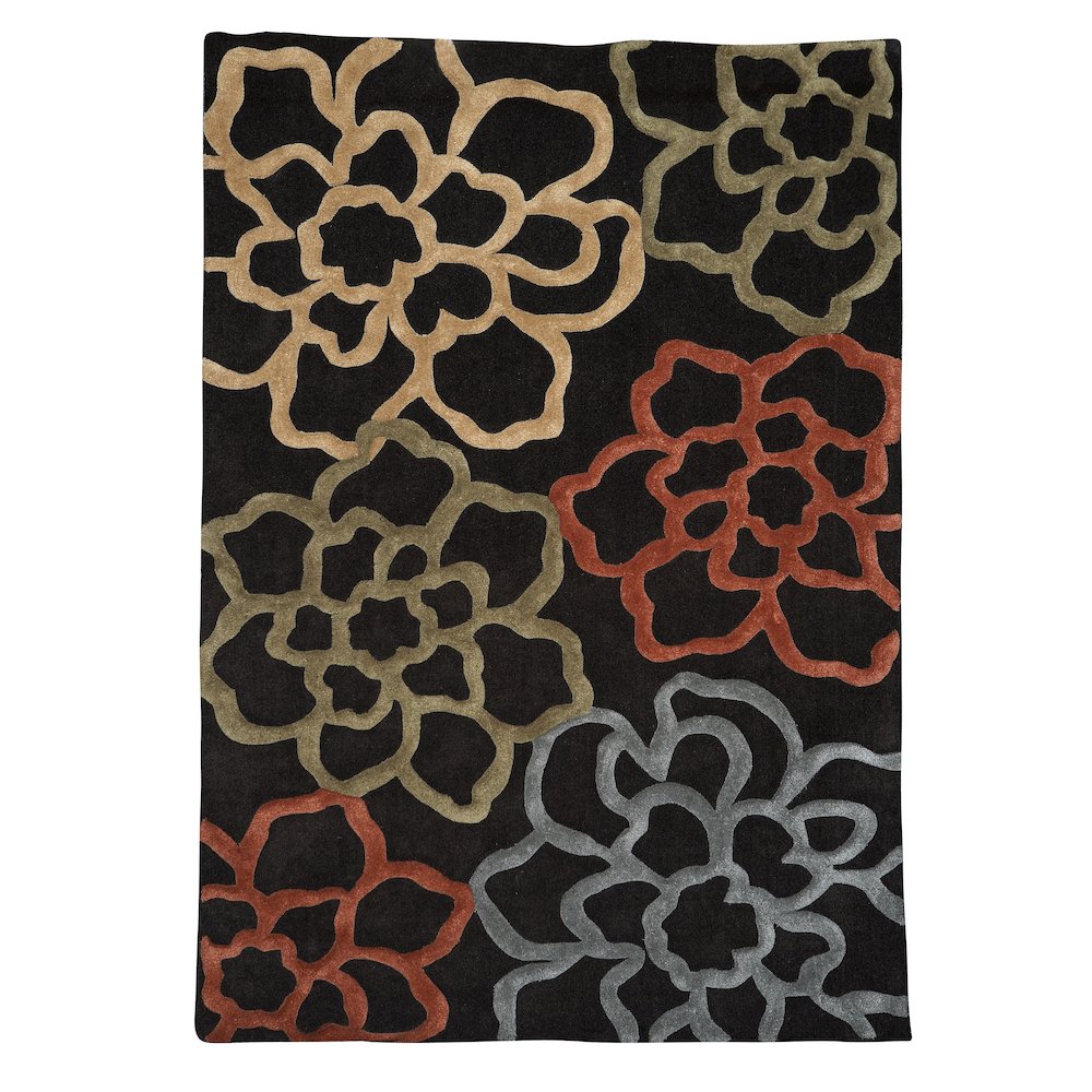 TrioOpenFlwrsChocolate&Pumpkin 5x7, Rug. Picture 1