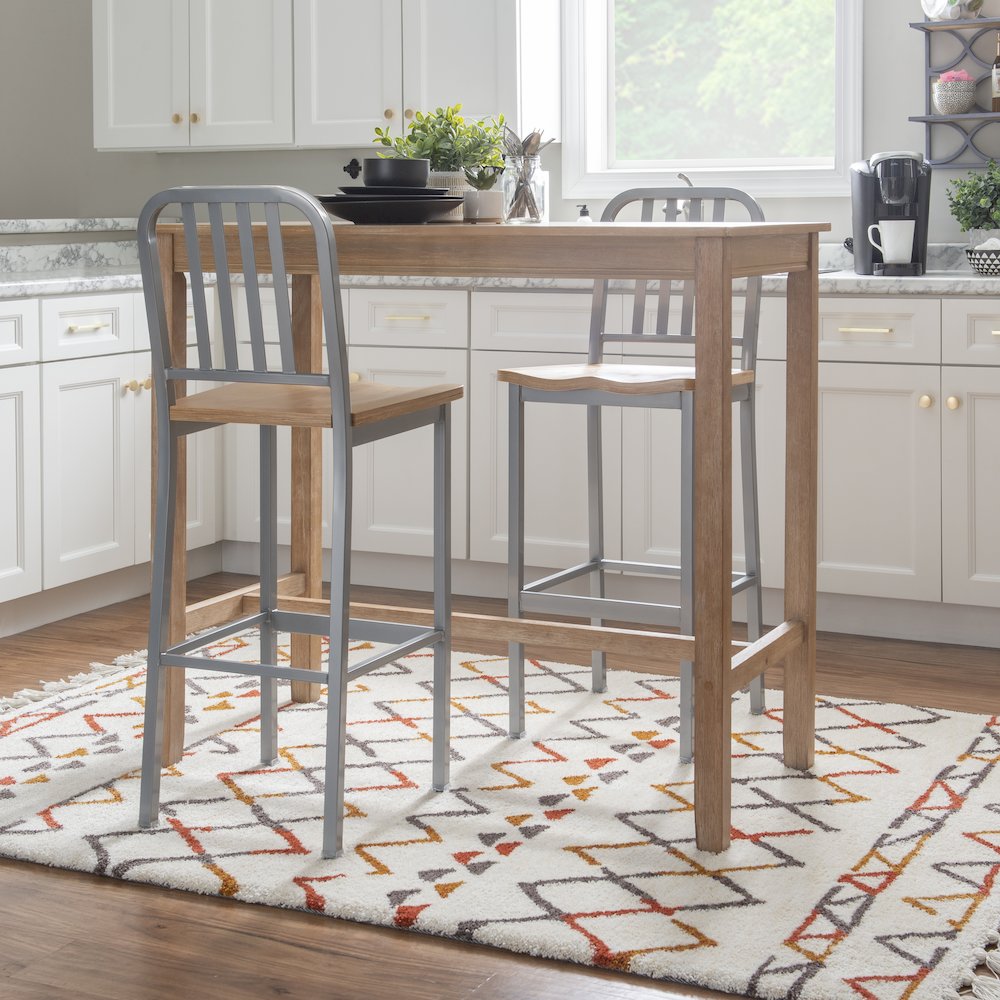Frazier Metal Barstool Silver Set Of 2. Picture 3