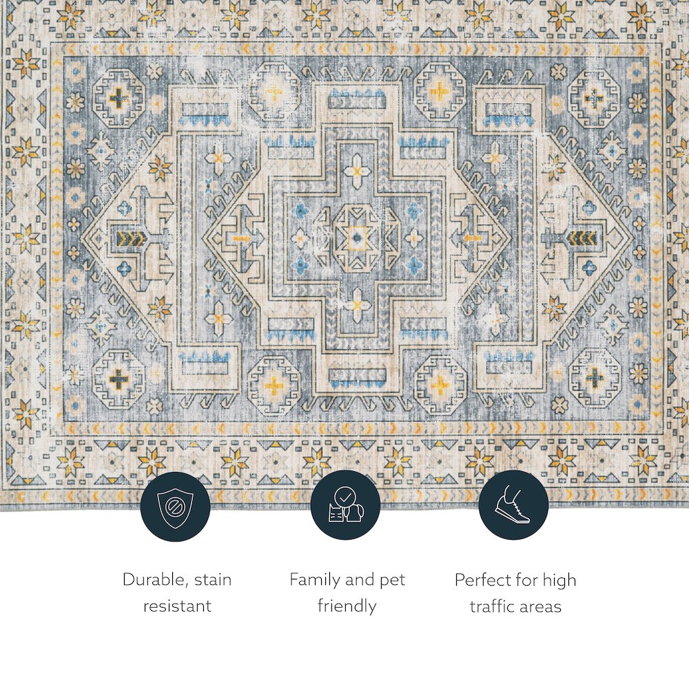 Washable Parson Grey/Beige 3x5, Rug. Picture 5
