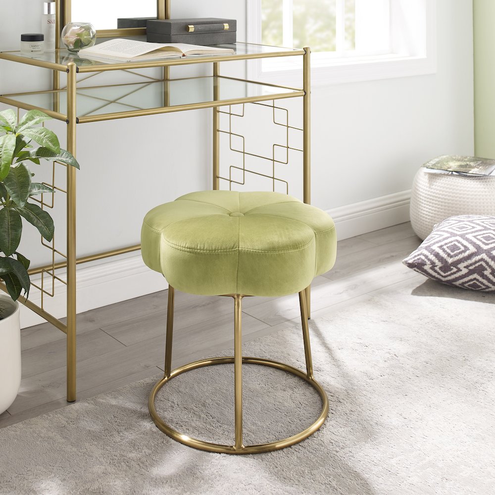 Seraphina Accent Vanity Stool, Green. Picture 4