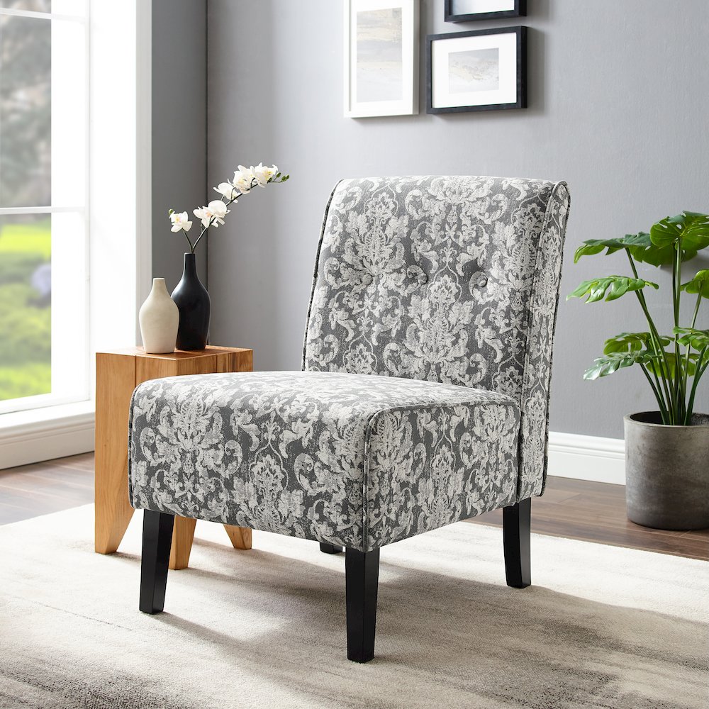 Coco Accent Chair - Gray Damask. Picture 2
