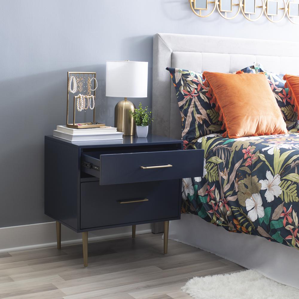 Gloria Two Drawer Night Stand Navy. Picture 11