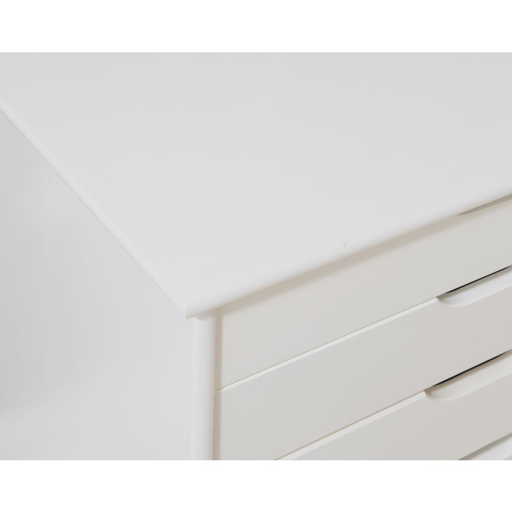 Cary Six Drawer Wide Roll Cart, White Wash. Picture 14