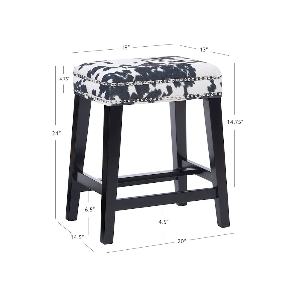 Walt Black Cow Print Counter Stool. Picture 11