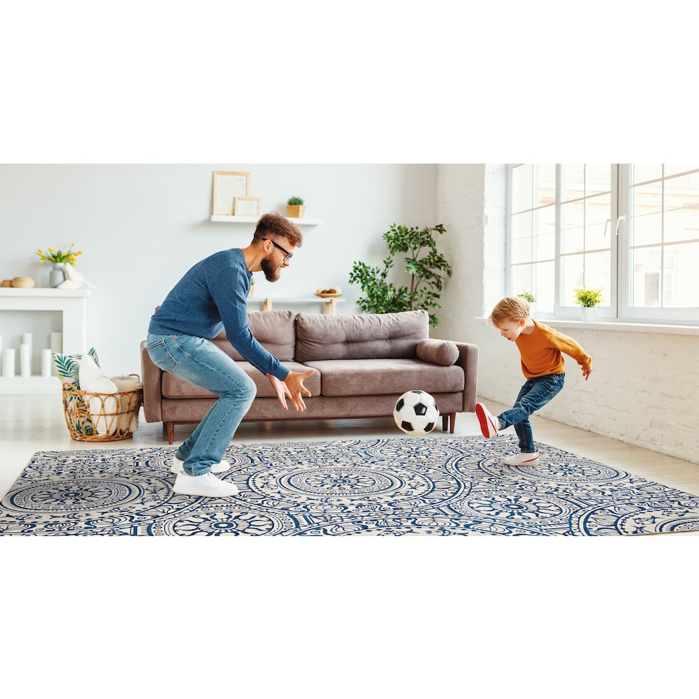 Outdoor Washable Ormond Smoke & Blue 7' X 9', Rug. Picture 1
