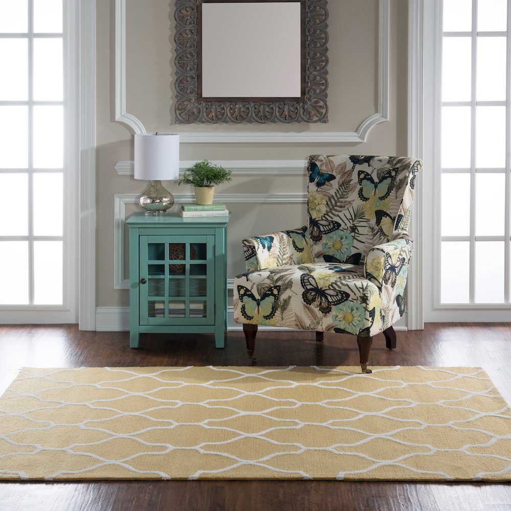 Trio Geo Yellow & Ivory 5x7, Rug. Picture 1
