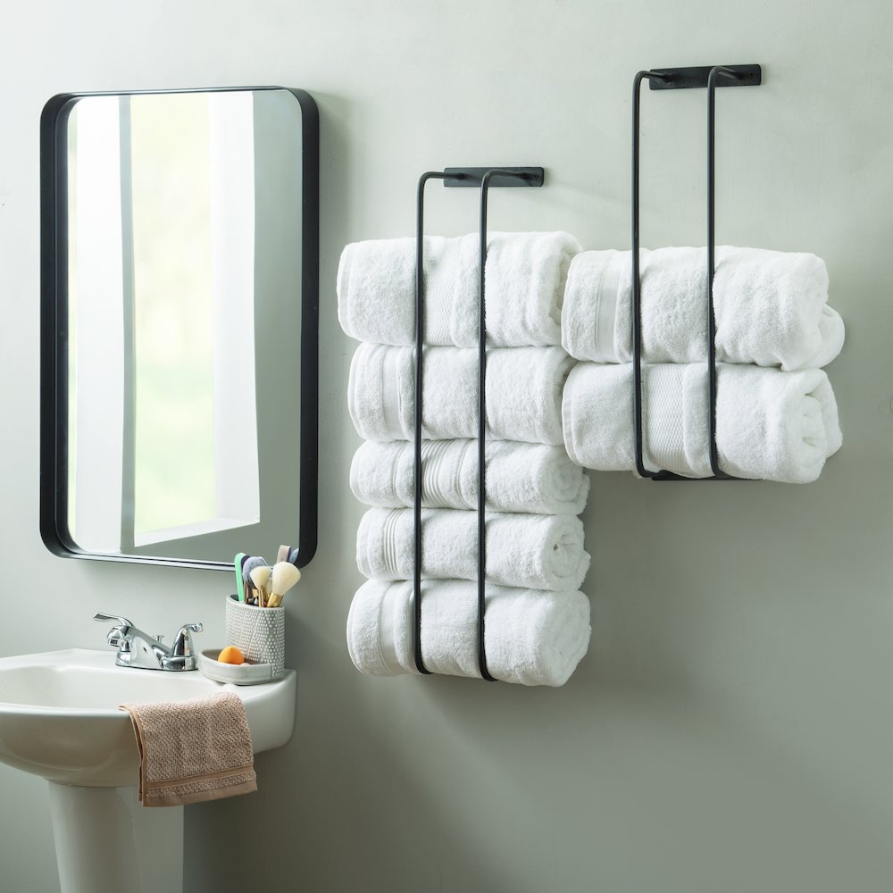 Triston Metal Towel Rack 2Pk Black. Picture 2