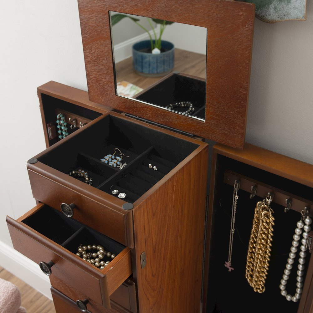 Deep Cherry Jewelry Armoire. Picture 5