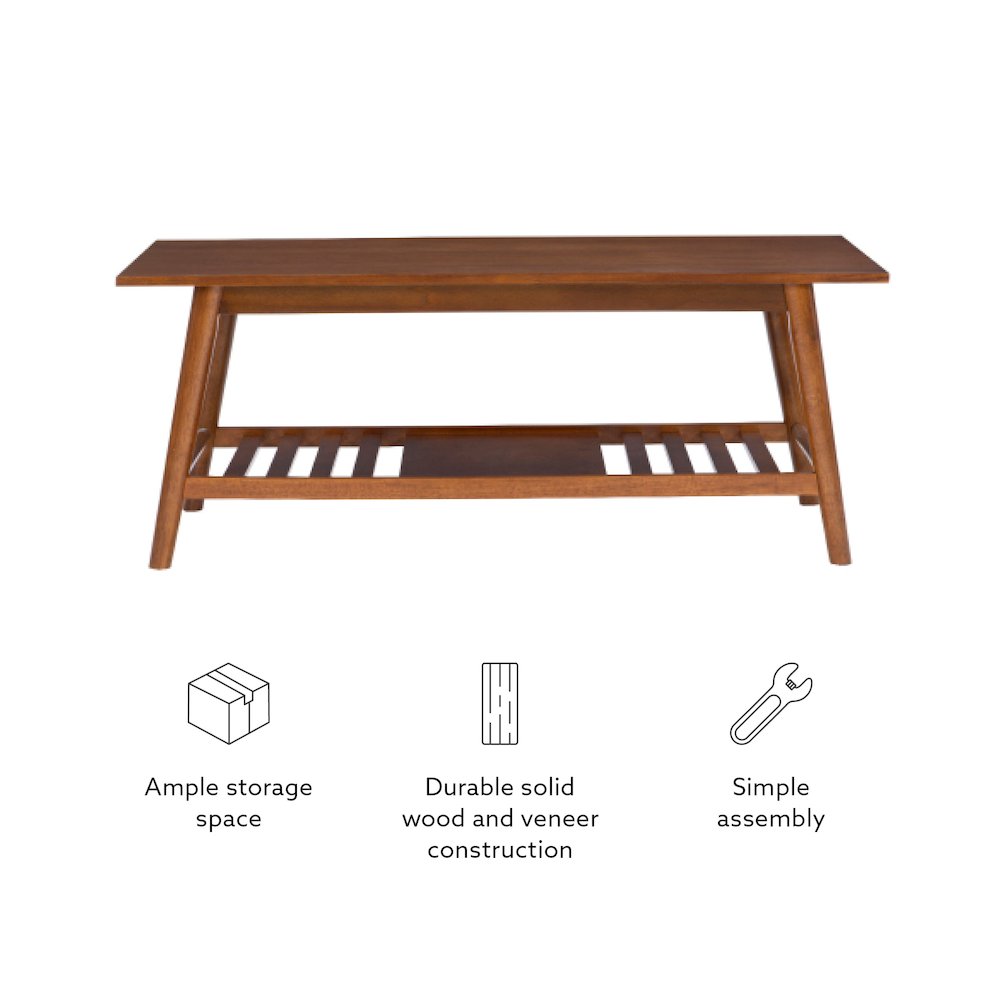 Charlotte Coffee Table With Shelf, Walnut Brown. Picture 12