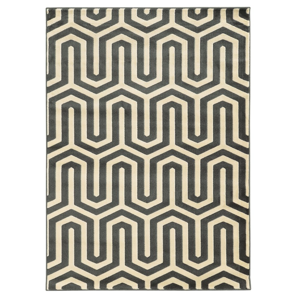 Roma Tangent Charcoal & Grey 5x7, Rug. Picture 1