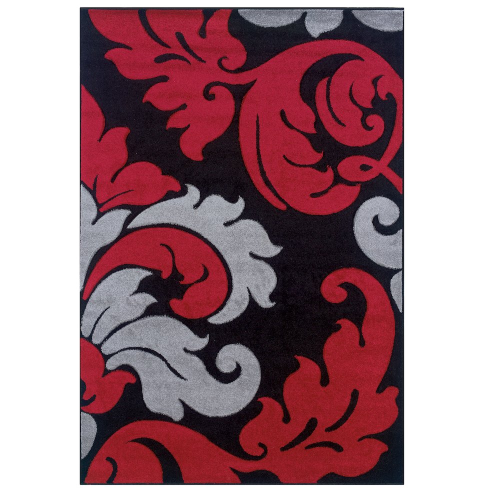 Corfu Damask Black & Red 5x7.7, Rug. Picture 1
